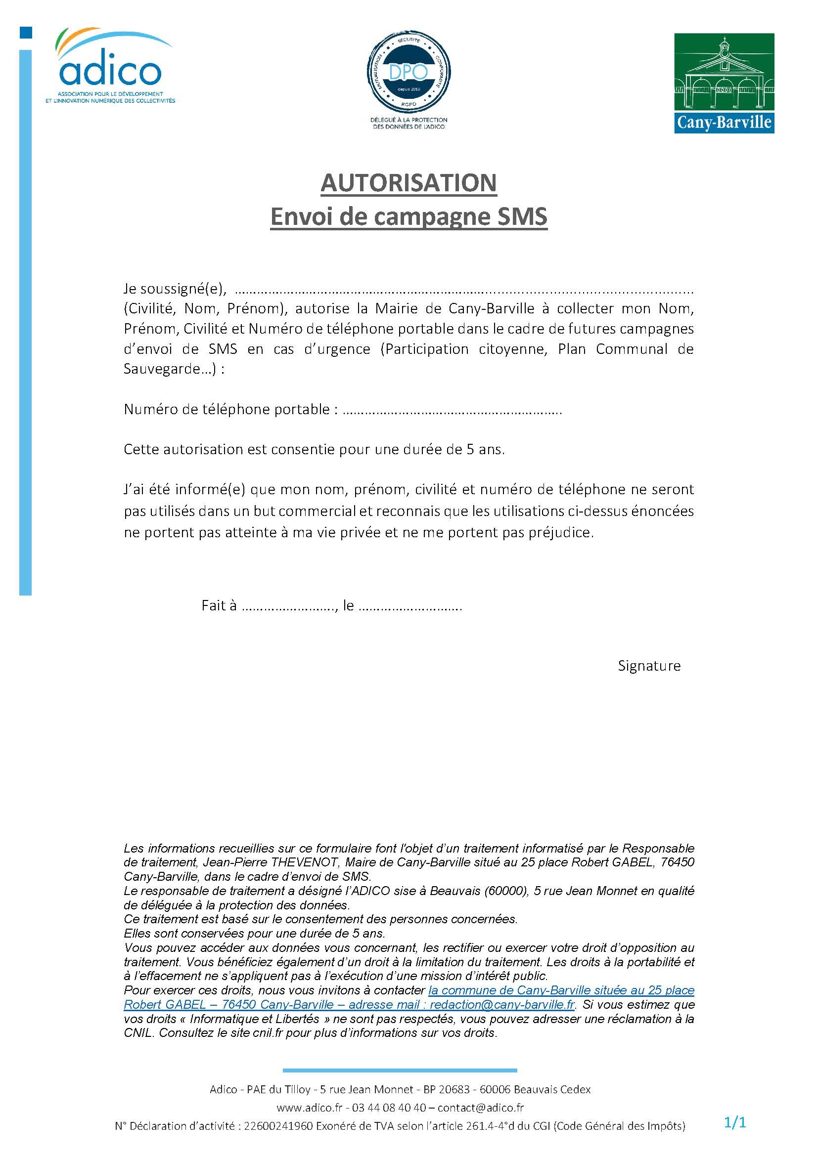 Formulaire SMS