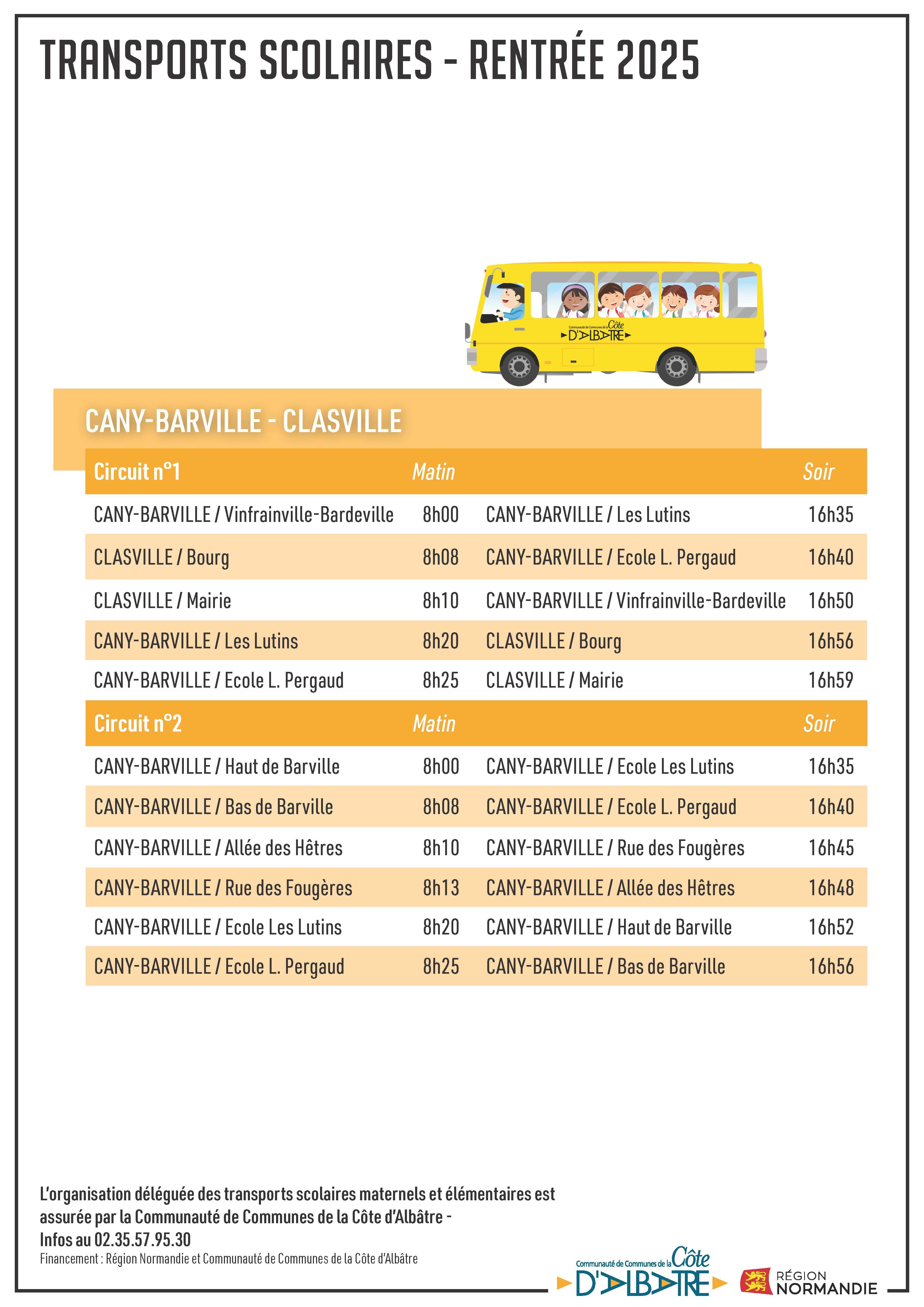 Transports scolaires 2025 26 CANY BARVILLE CLASVILLE