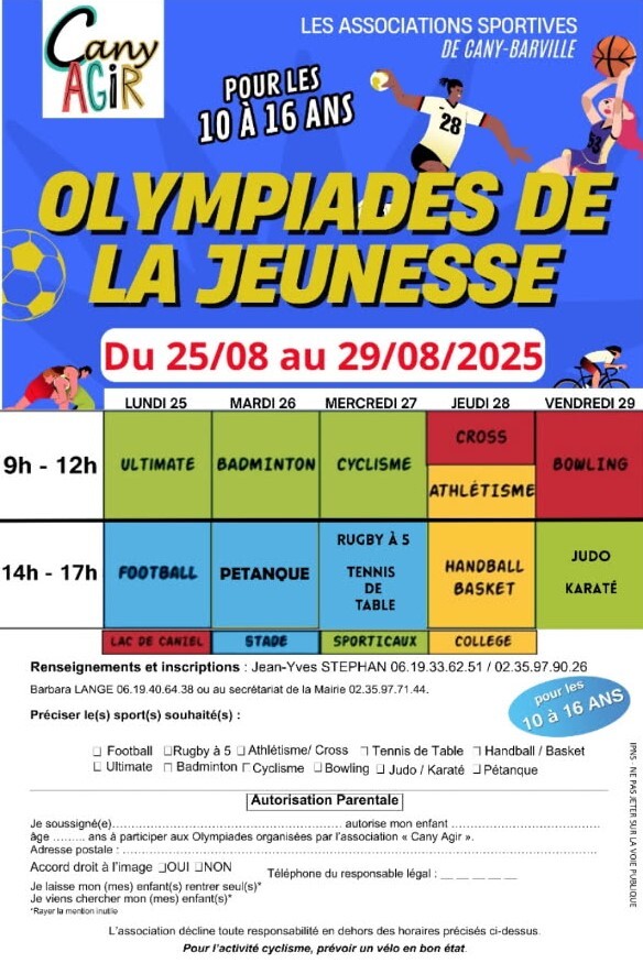 Les olympiades de la jeunesse : 25 au 29 août 2025