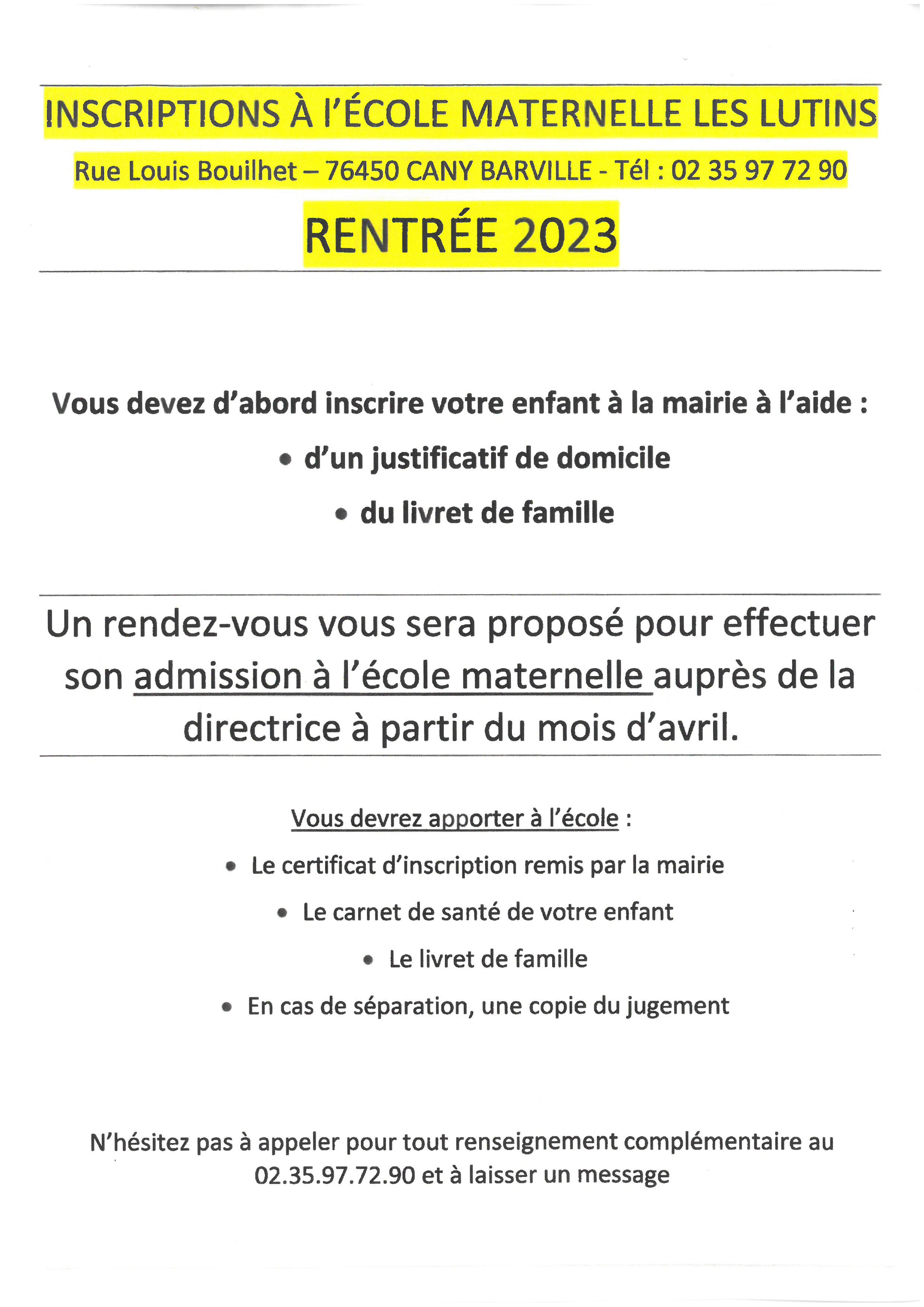 2023 inscriptions mater