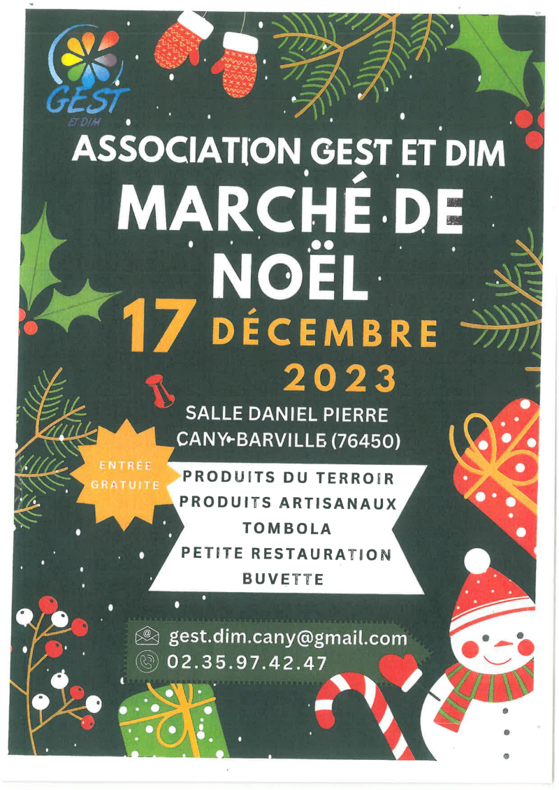 Marché de Noël de l'association GEST et DIM : 17 décembre 2023