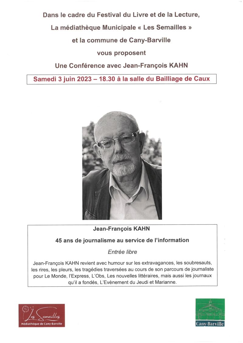 Conférence par Jean-François KAHN le samedi 3 juin 2023